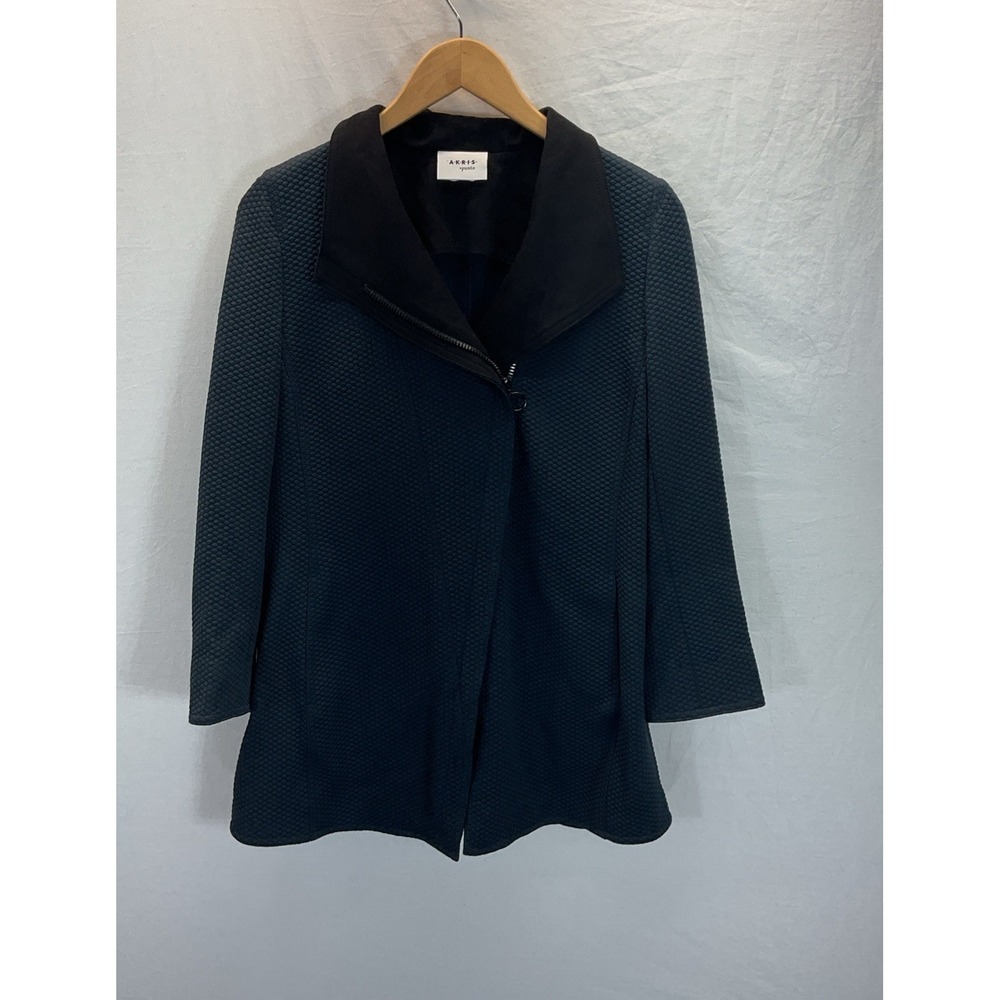 Akris Punto Jacket US 10 Front Zip Textured Caribbean Blue City Chic‎ Mature